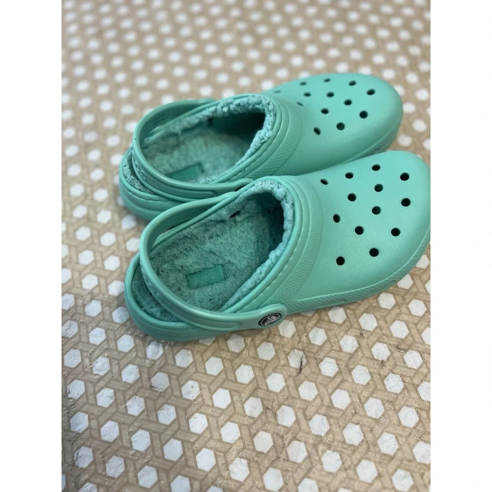 Crocs Fur  Clog Sandals Unisex Little‎ Kids Child Size J 3 Teal